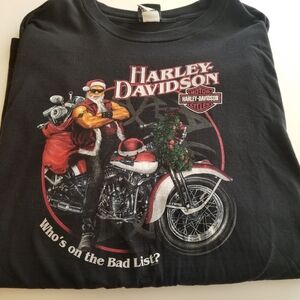 Harley-Davidson Men’s Black Graphic T-Shirt - Santa Motorcycle